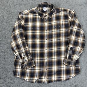 Carhartt Plaid Flannel Shirt‎ Mens 2XL Brown Button Down Long Sleeve Relaxed Fit